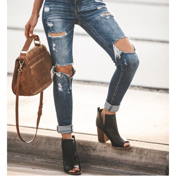 Black Peep Toe Booties - Picture 5 of 8